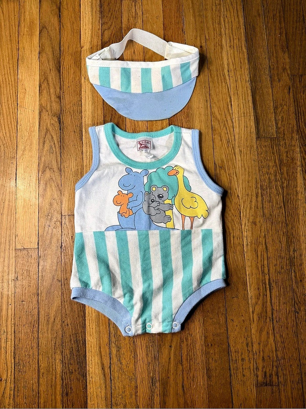 Buster Brown Baby 3-6M Striped Bodysuit & Visor